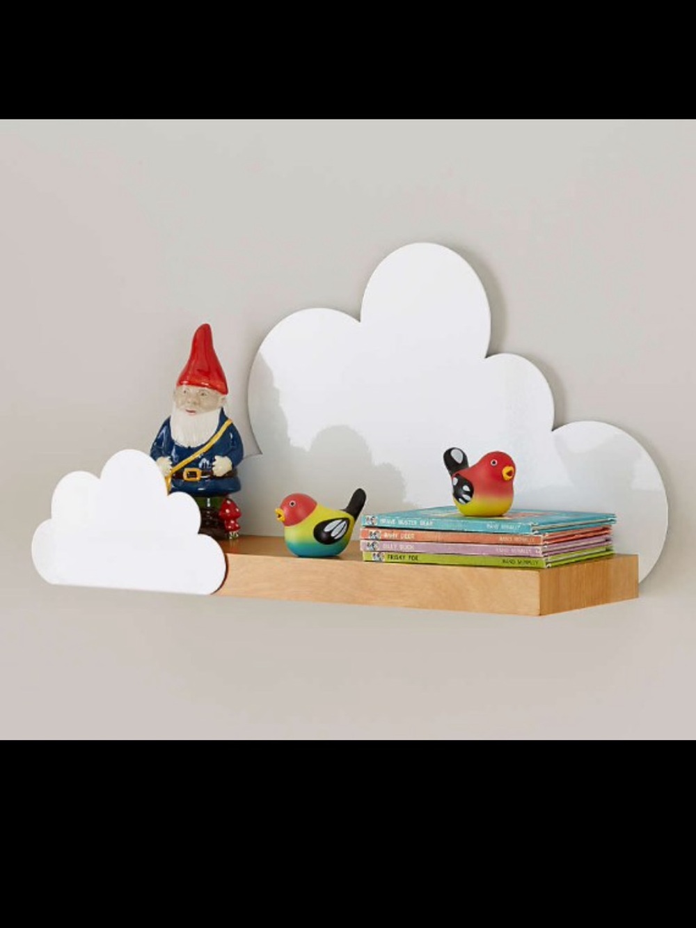 Crate&Barrel Overcast Wall Shelf in Natural Wood and White Hardware